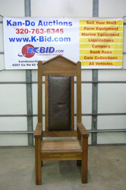 lot 9 image: Large Oak Church Chair 66 Height