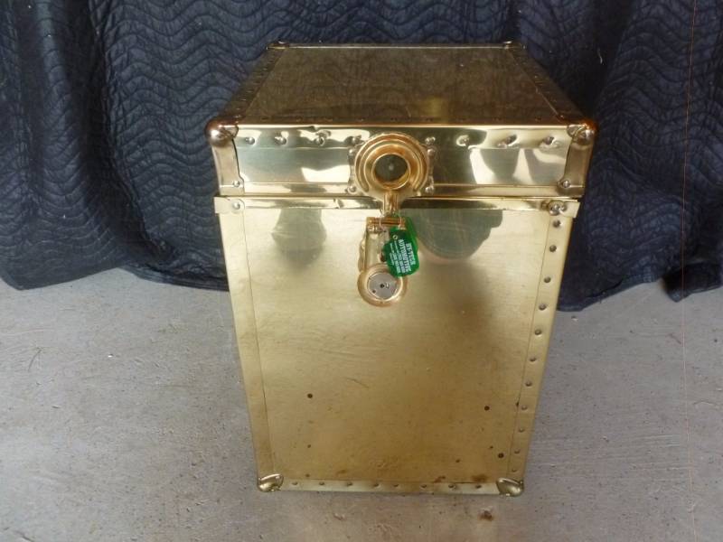 lot 11 image: Vintage Brass Finished Trunk