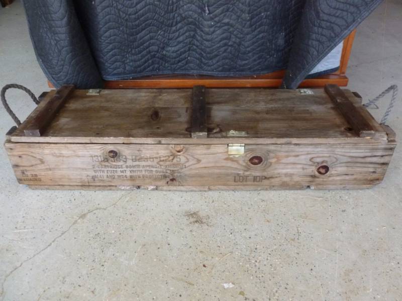 lot 102 image: Wooden Military Ammo Crate