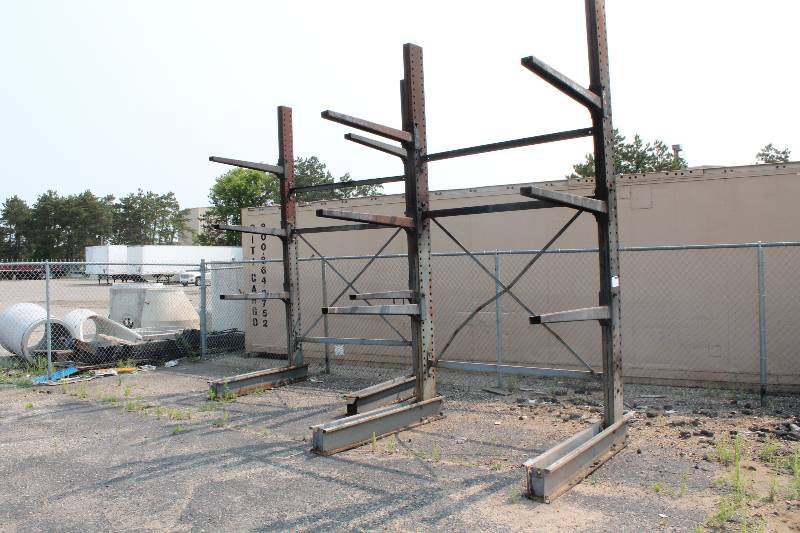 lot 7 image: Lot of (2) Cantilever Material Racking Units For Shelving Piping Commercial Quality 3 Shelves 74 x 95 x 162.