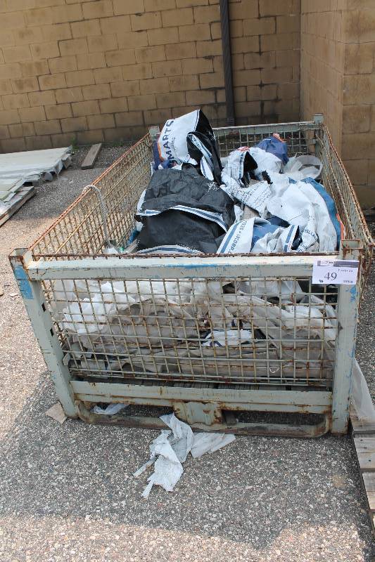 lot 49 image: Metal Bin wGrate Sides Includes Contents Gray 81 x 48 x 36.