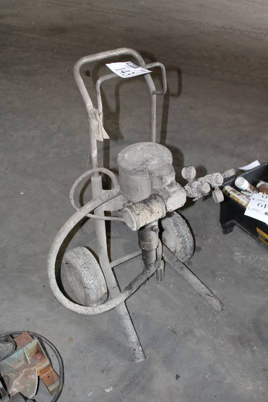 lot 143 image: Merkur Commercial Paint Sprayer wWheel Cart & Hoses.