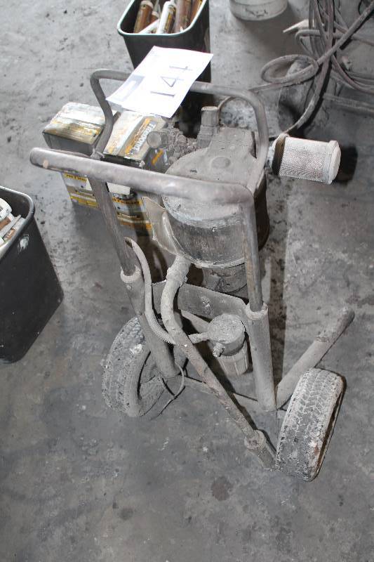 lot 144 image: Merkur Commercial Paint Sprayer wWheel Cart & Hoses.