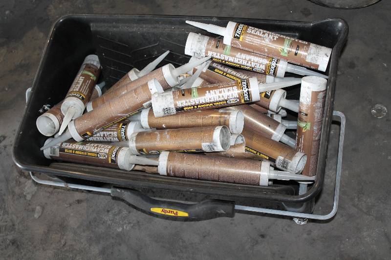 lot 149 image: Bin Lot of Titebond Siding, Window & Door Weathermaster Sealant Reactive Green Choice Sealant.