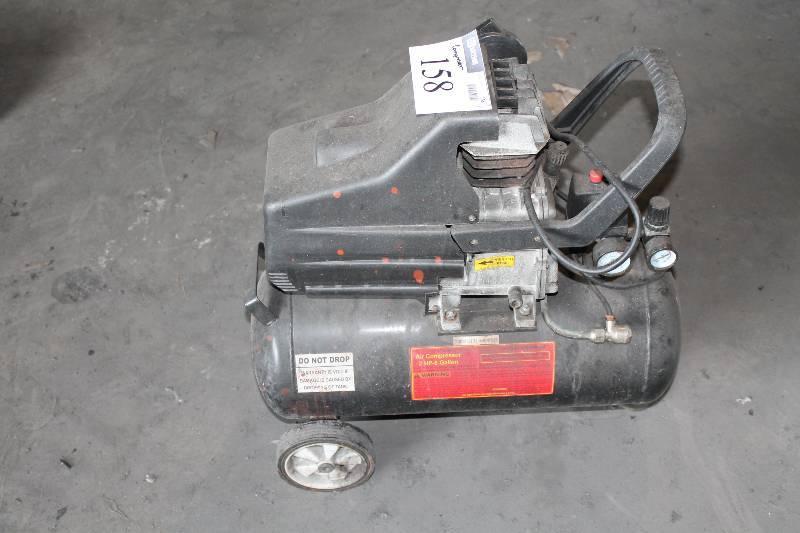 lot 158 image: Central Pneumatic Air Compressor wWheels & Hose 2HP -8 Gallon Item 47400