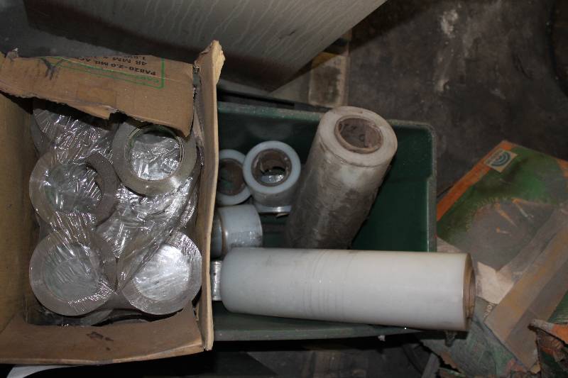 lot 166 image: Container Lot of (2) Tubes Of Shrink Wrap & Tape Miscellaneous Types & Lengths.