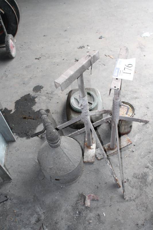 lot 176 image: Lot of (5) Including Oil Can Metal Stands wTripod Base Funnel And More.