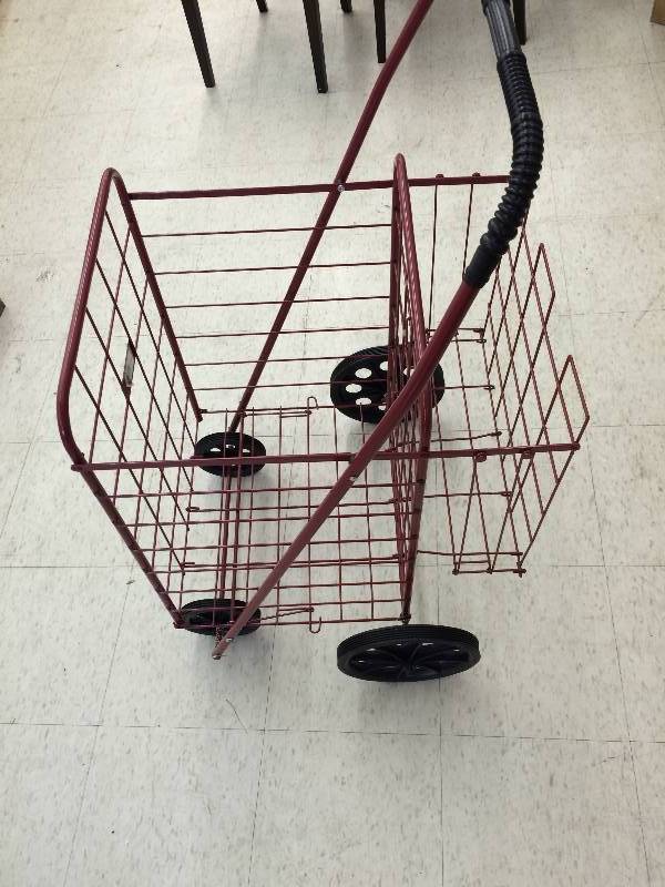 lot 3 image: new red wire folding basket