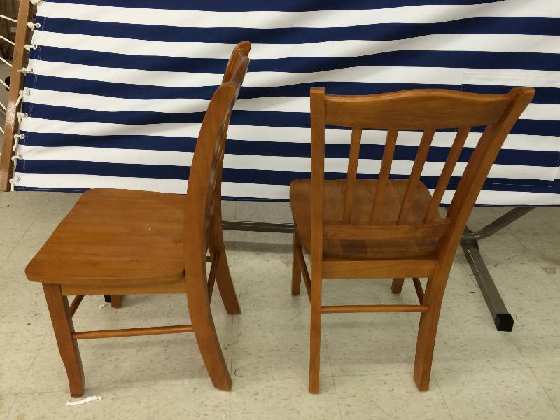 lot 25 image: two wood kitchen chairs