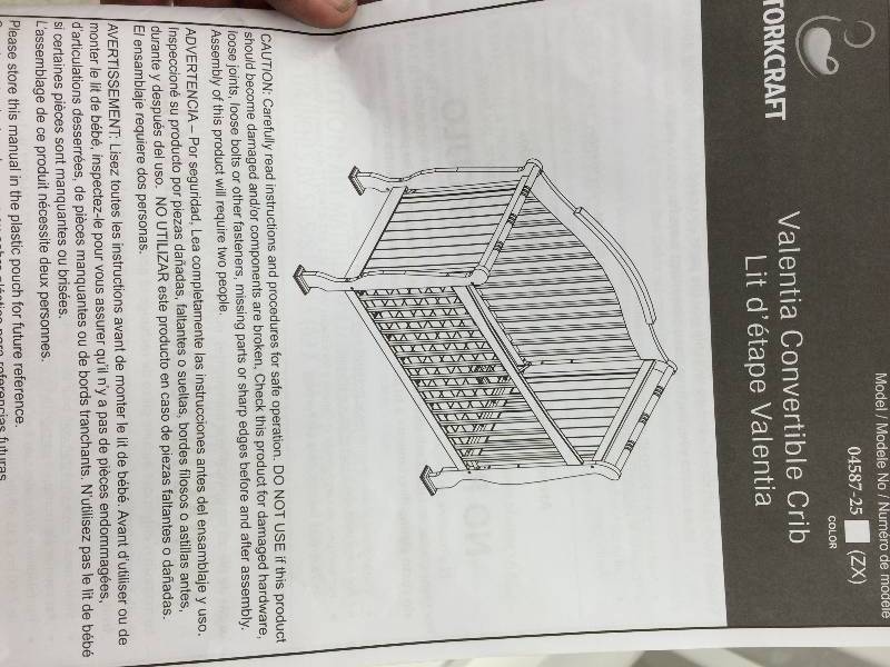 lot 49 image: Brand new Stork Craft Valentia Convertible Crib, White retail $279