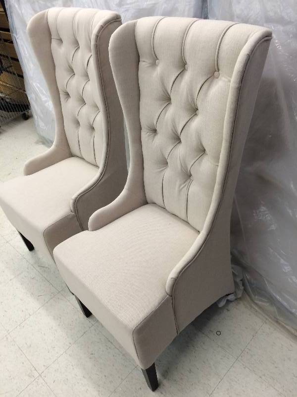 lot 62 image: two high back chairs white