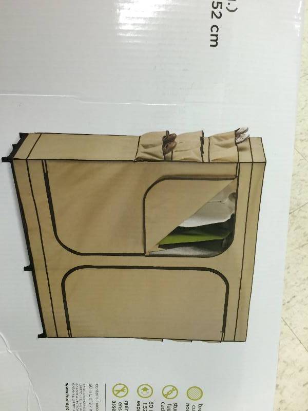 lot 67 image: Honey-Can-Do 60 Double Door Storage Closet with Shoe Organizer, KhakiBrown Trim