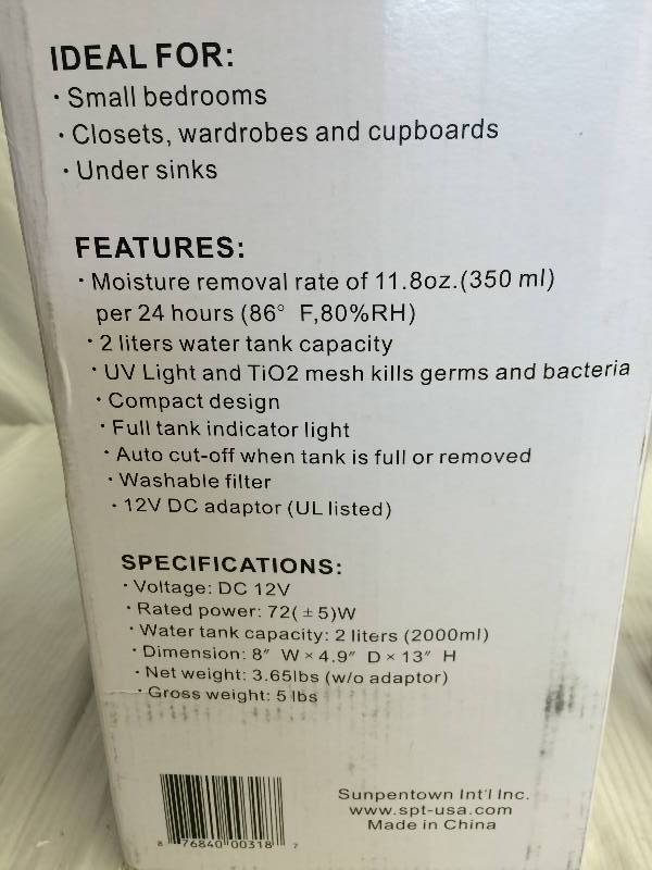 lot 72 image: mini dehumidifier with uv light and  pumpmaster