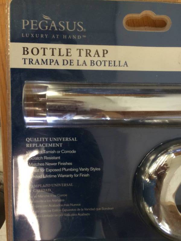 lot 142 image: Pegasus Polished Chrome Universal Replacement Bottle Trap retail $58 each