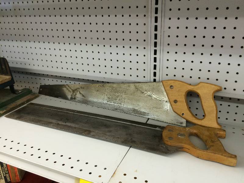 lot 189 image: hand miter saw  and a saw