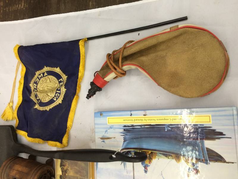 lot 242 image: cooking pan lantern book flags and more