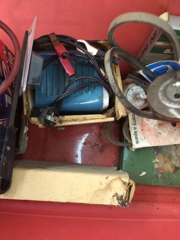 lot 263 image: everything shown in picture  wd40  charger belts  nails