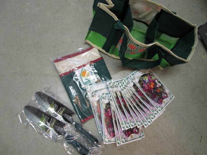 tote 2 shovels seeds and tie waist ...