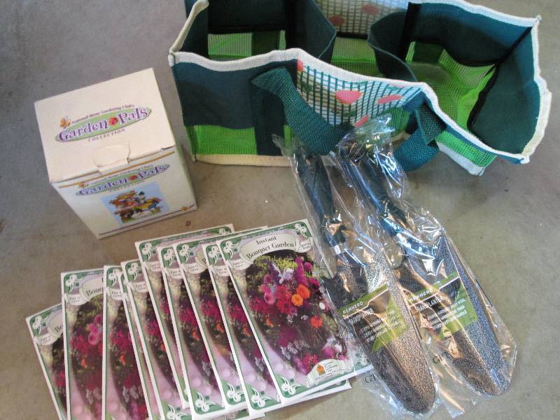 tote 2 shovels seeds and garden pal...