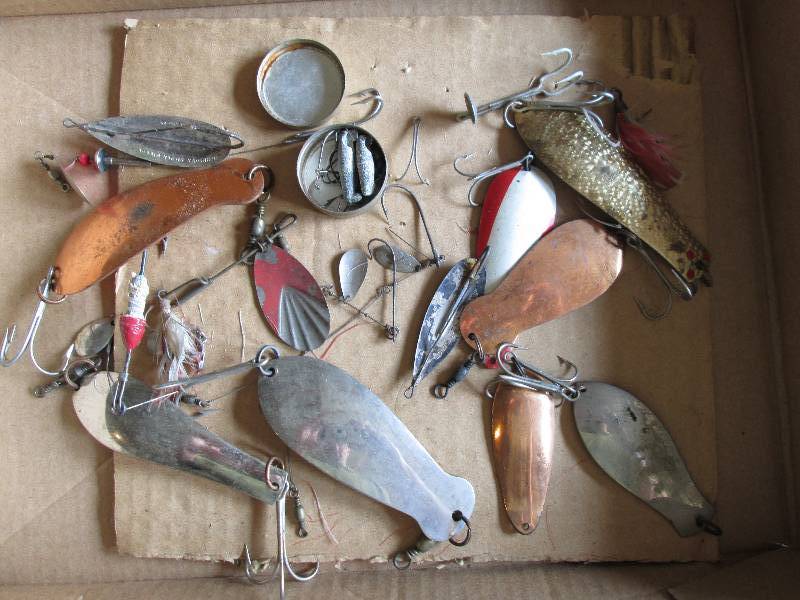 lot 1 image: Collection of metal fishing lures...