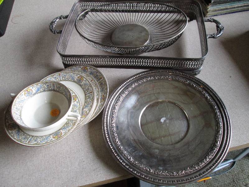 lot 15 image: Vintage metal and china ware, may b...