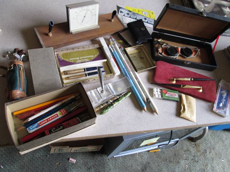 lot 21 image: Vintage pens pencils and writing ma...
