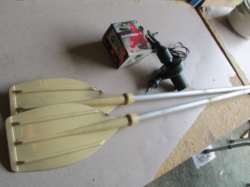 lot 83 image: Air Pump, Raft pump and paddles...