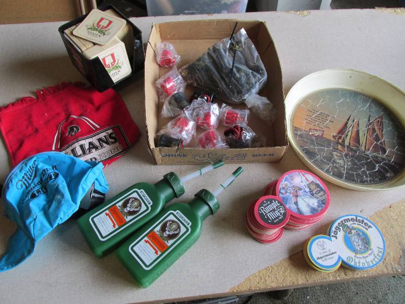 lot 89 image: Rumple Minze coasters, shot glasses...