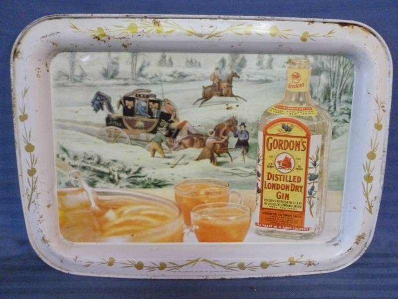 lot 15 image: Vintage Gordons Gin Metal Tray