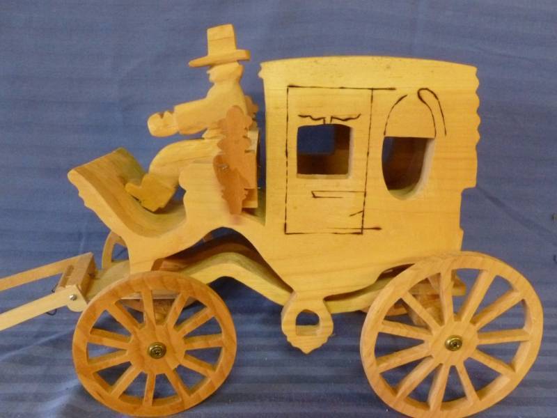 lot 52 image: Custom Made Wooden Stagecoach
