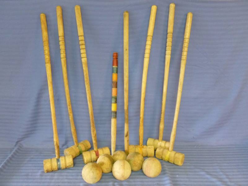 lot 53 image: Vintage Wooden Croquet Set