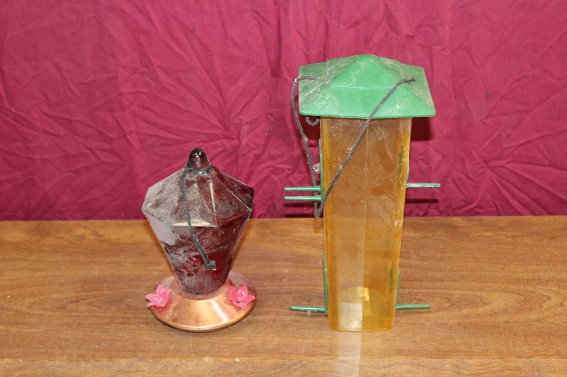 Glass Hummingbird Feeder and Bird Feeder