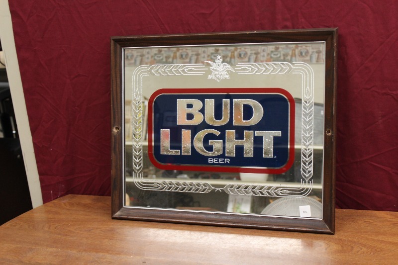 Vintage Bud Light Framed Mirror