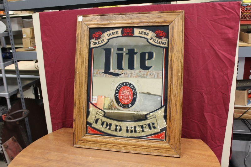 Vintage Miller Lite Framed Mirror