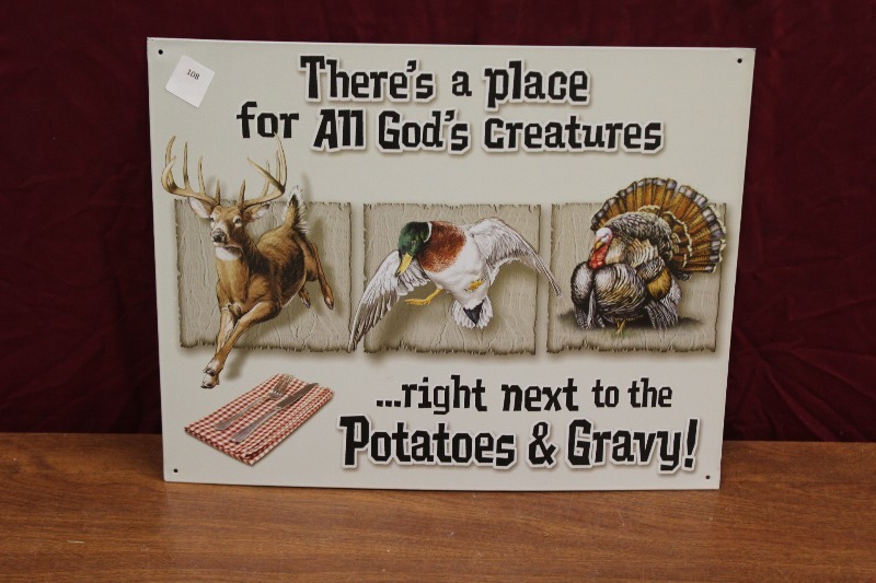 Potaotes and Grave Tin Sign