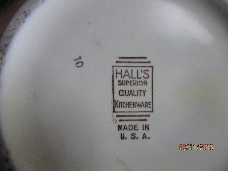 Halls porcelain tea pot with orang...