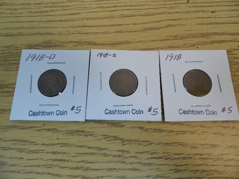 1918 P, D, & S Lincoln Wheat Cents