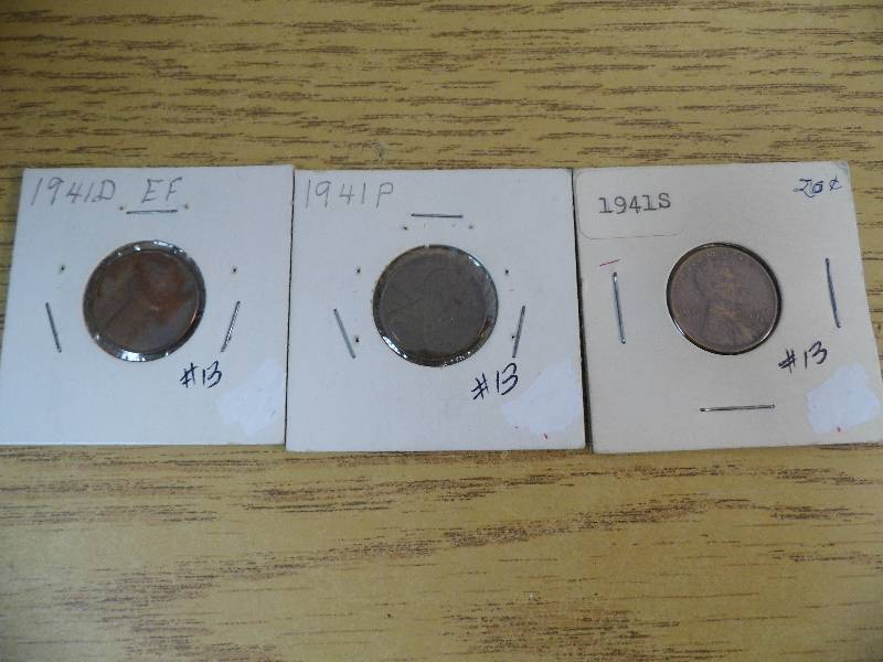 1941 P, D, & S Lincoln Wheat Cents