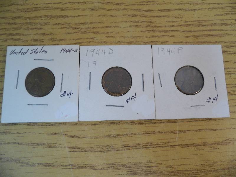 1944 P, D, & S Lincoln Wheat Cents