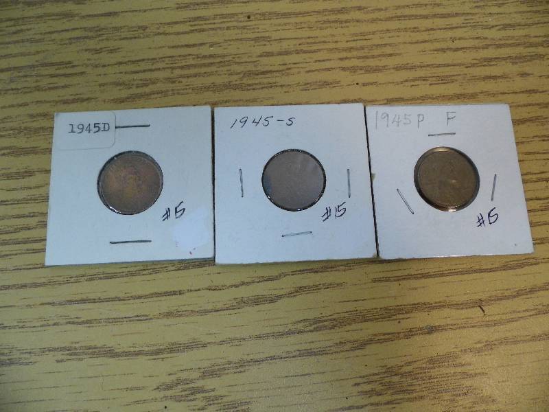 1945 P, D, & S Lincoln Wheat Cents