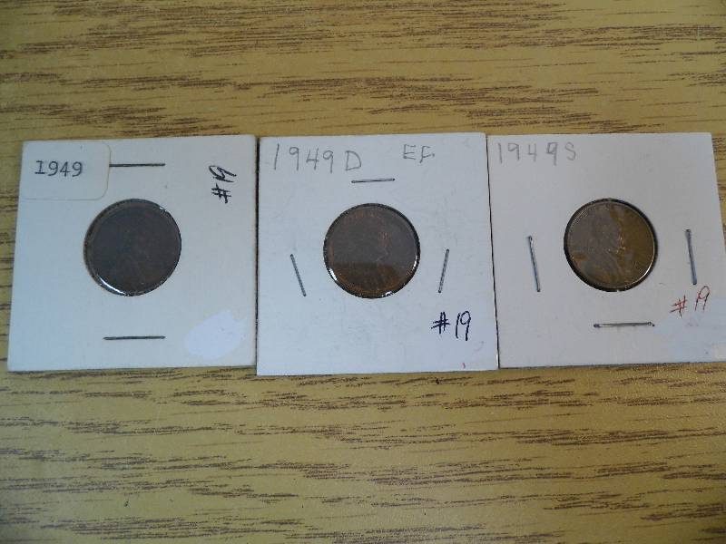 1949 P, D, & S Lincoln Wheat Cents