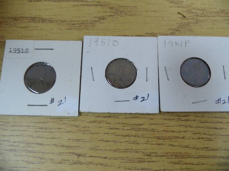1951 P, D, & S Lincoln Wheat Cents