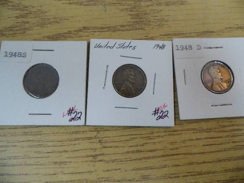 1948 P, D, & S Lincoln Wheat Cents