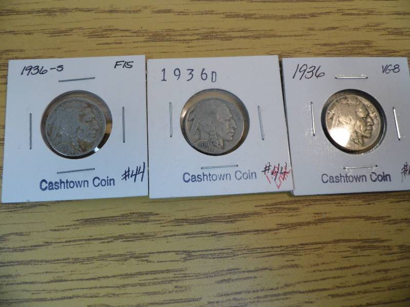 1936 P, D, & S Buffalo Nickels