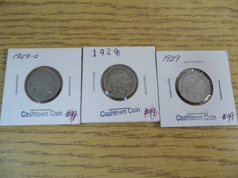 1929 P, D, & S Buffalo Nickels