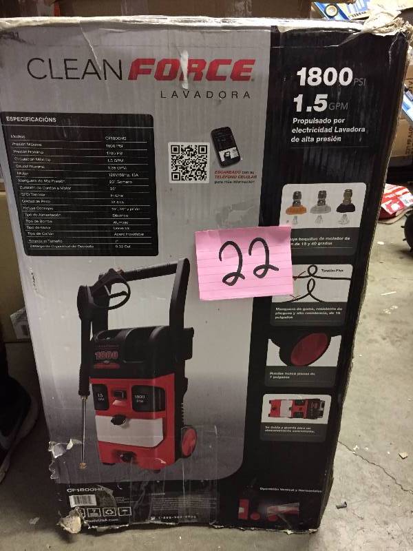 Cleanforce Pressure Washers 1800-PSI 1.5-GPM Heavy-Duty Axial Cam Electric Pressure Washer CF1800HD