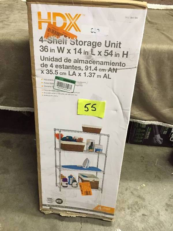 HDX 4 Shelf Storage Unit 36x14x54 Chrome