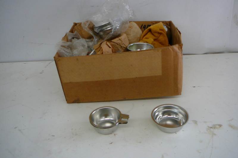 Box of small tin bowls