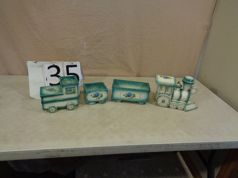 Porcelain Painted Train Decor