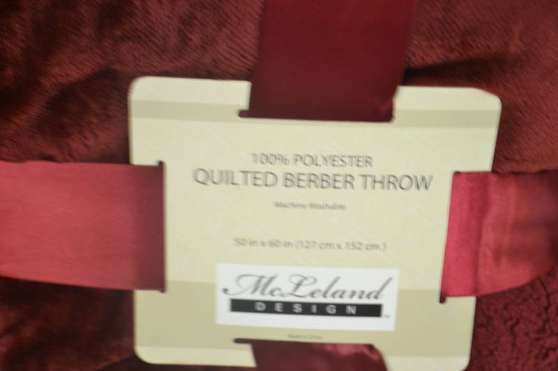 New McLeland Design Quilted Reversible Throw Burgundy
